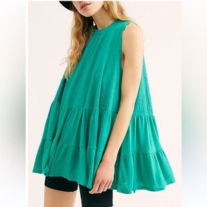 Free People right on time green tunic tank medium